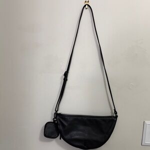 THACKER Brand Black Leather Women's Shoulder or Crossbody Purse